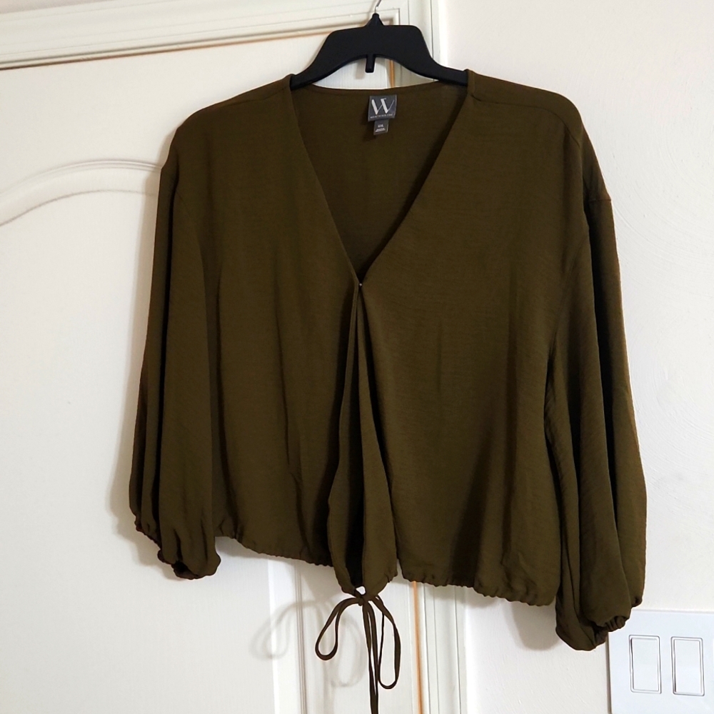 Size XXL olive green v-neck wrapped  top by WORTHINGTON  $25.